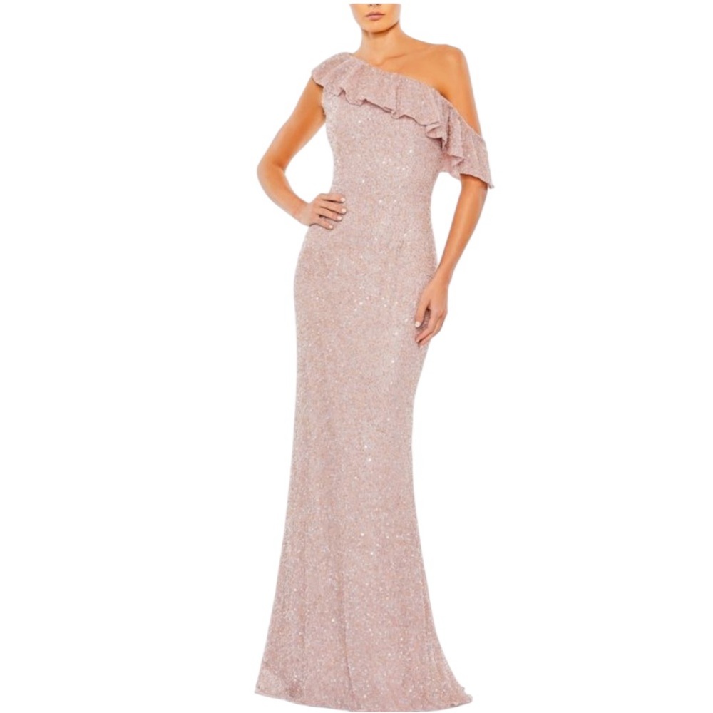 NWT Mac Duggal Women’s‎ Drop Shoulder Trumpet Gown Wedding Formal Black Tie